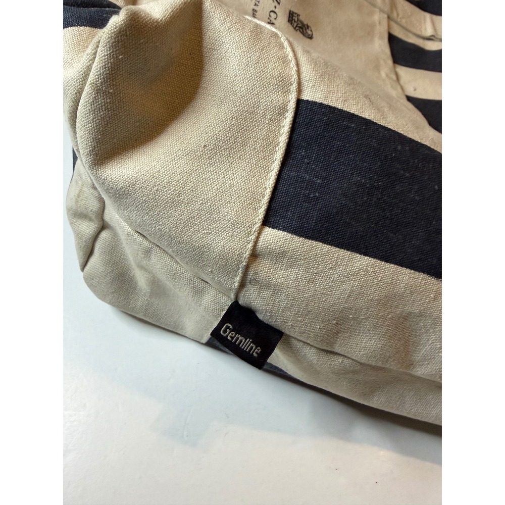 The Ritz-Carlton Bacara Santa Barbara Canvas Tote Bag Navy Stripe Gemline Zipper - Picture 8 of 10